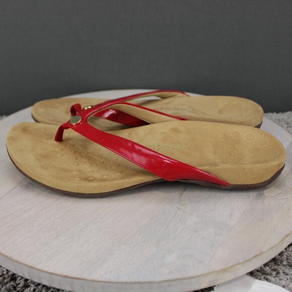 Vionic Thong Sandals Womens 11 Red Leather Comfort - Picture 5 of 10